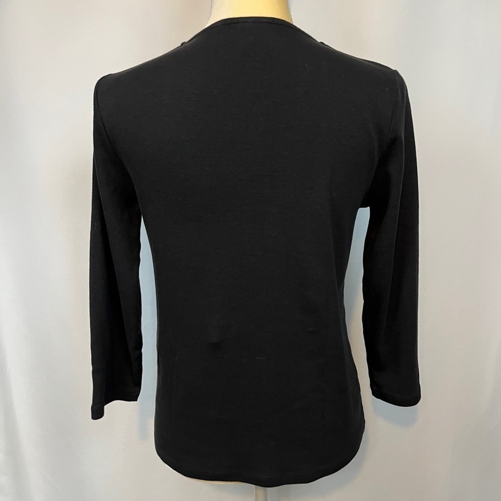 Black Long Sleeve Sweater Blouse With Front Zipper Size Medium - Picture 5 of 6